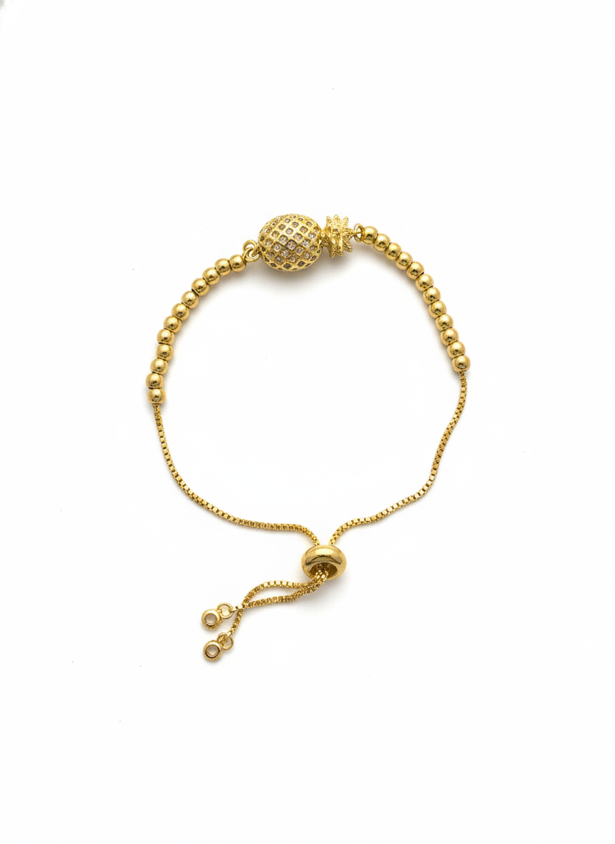 Gold-Toned Pineapple Bolo Bracelet