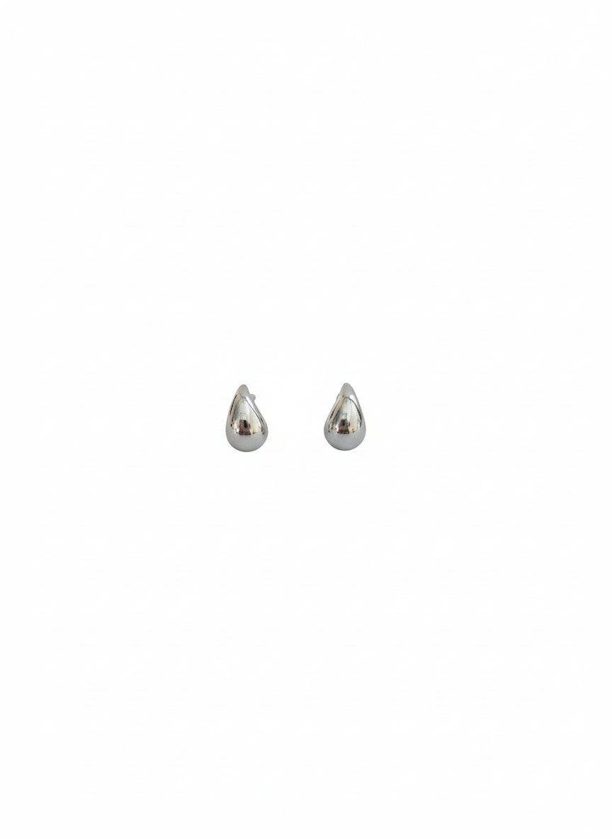 Sculptural Silver-Toned Teardrop Studs - Small
