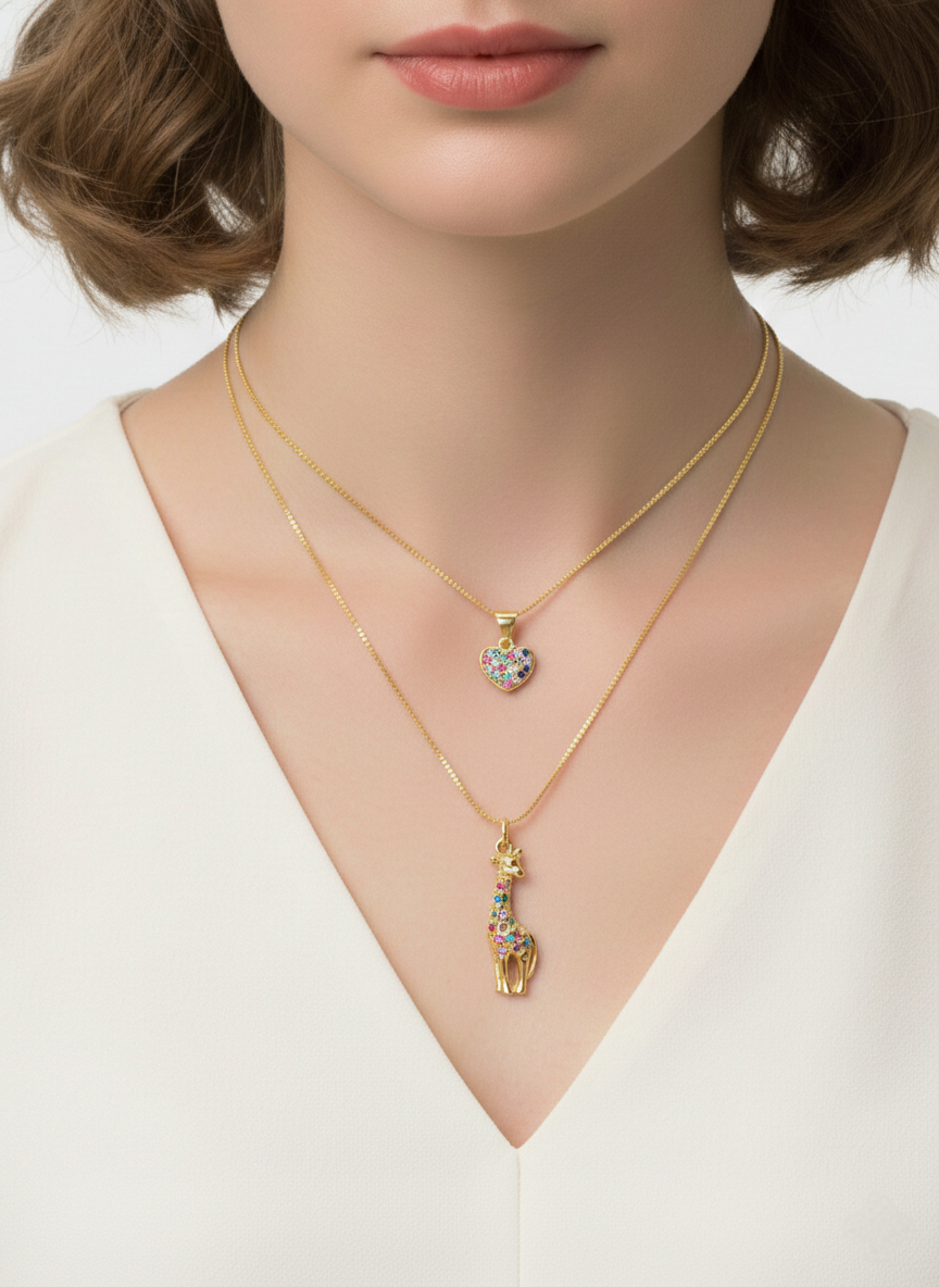 Rainbow Giraffe & Heart Set