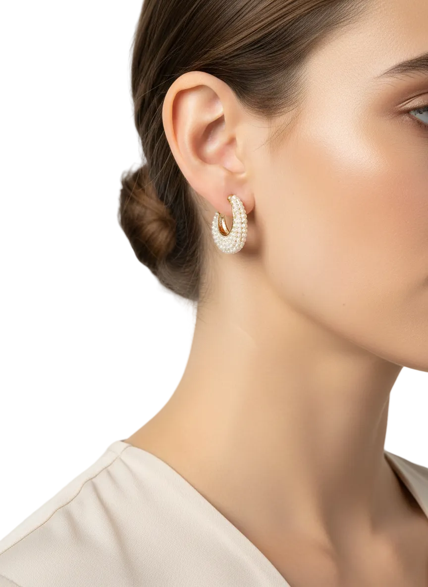 The Luna Pearl Pavé Hoops