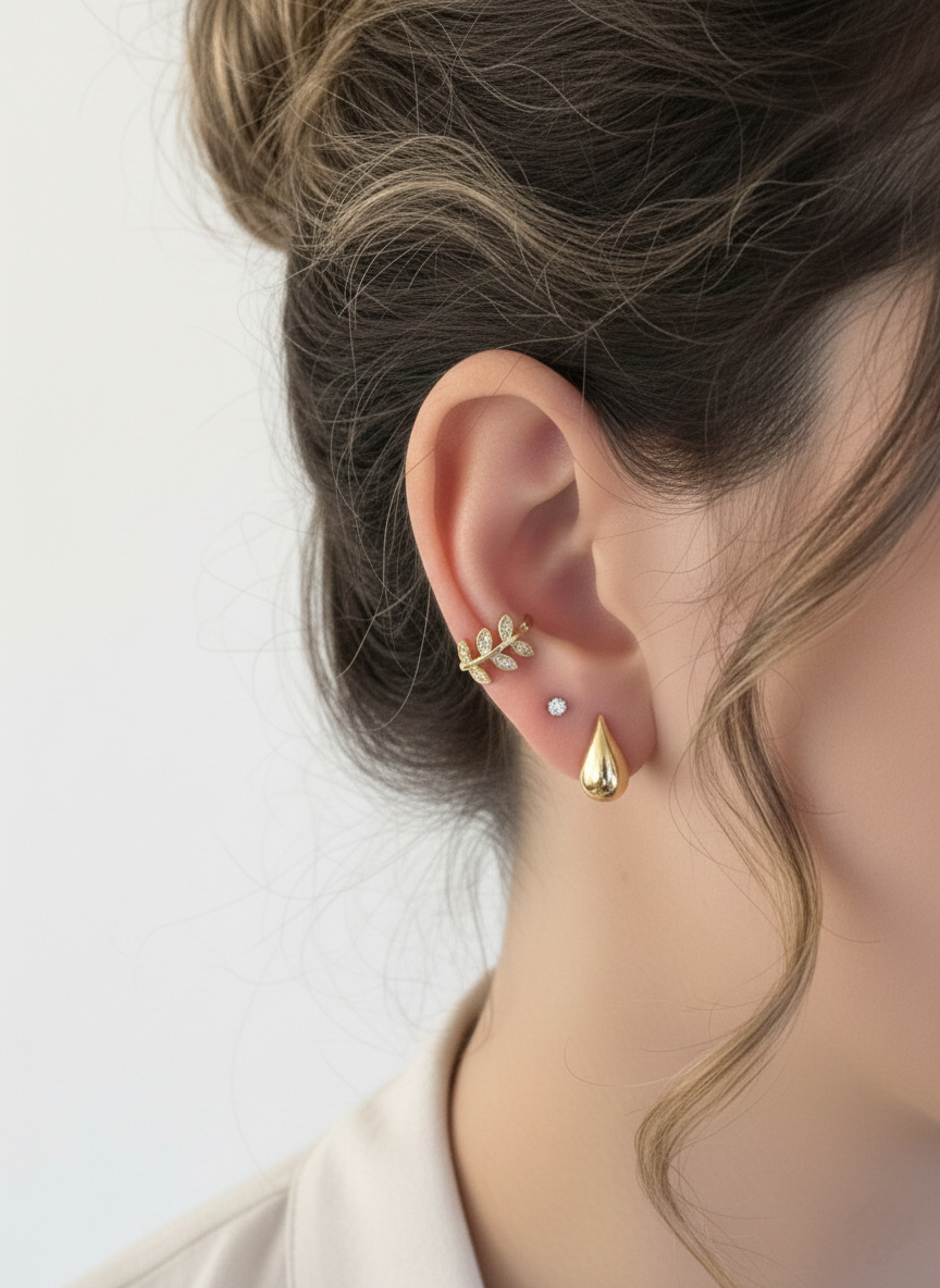 The Laurel Leaf Crystal Ear Cuff