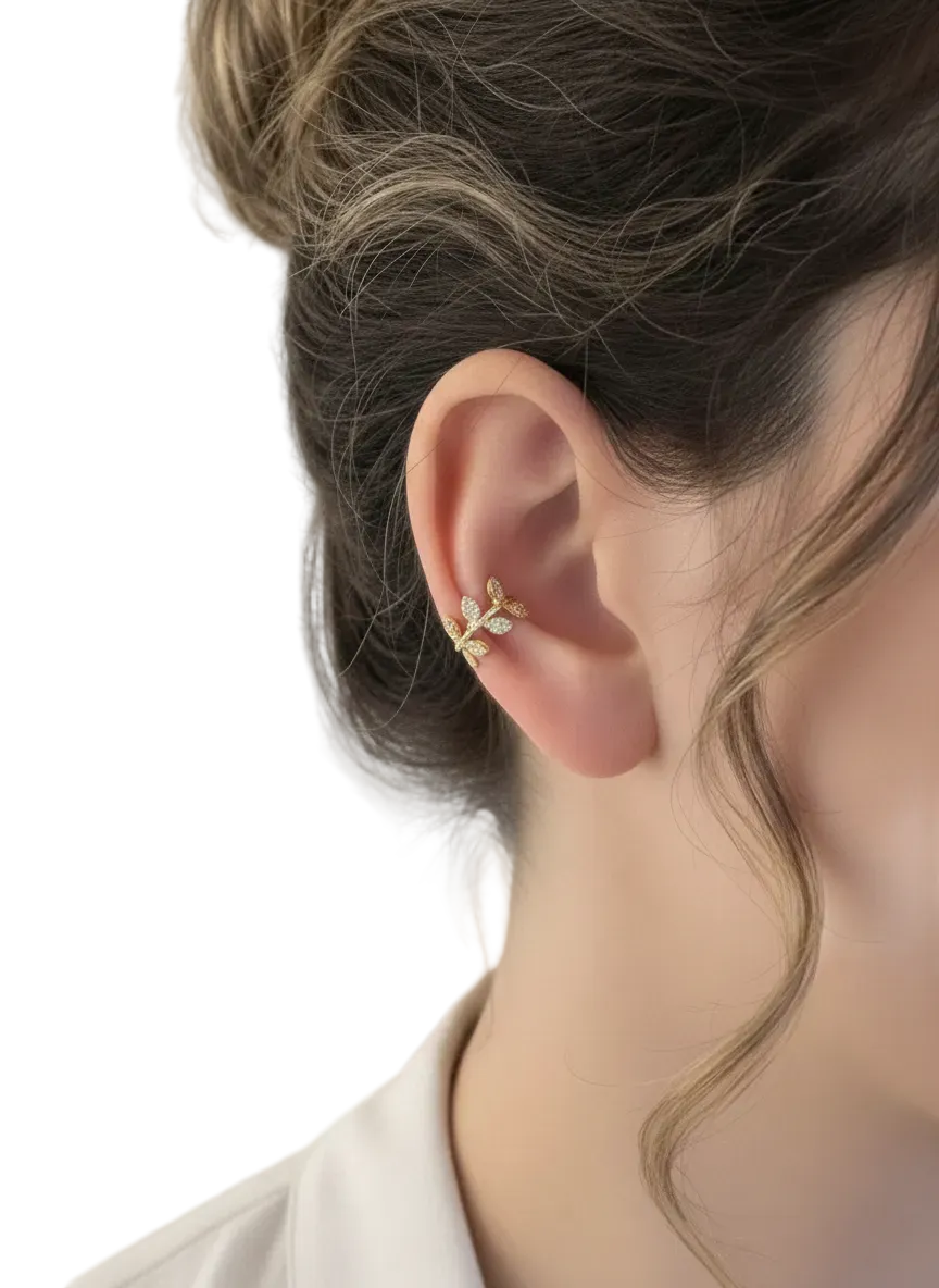 The Laurel Leaf Crystal Ear Cuff