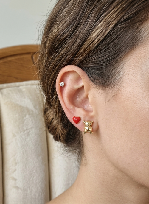 3-Pair Charm & Solitaire Stud Earring Set