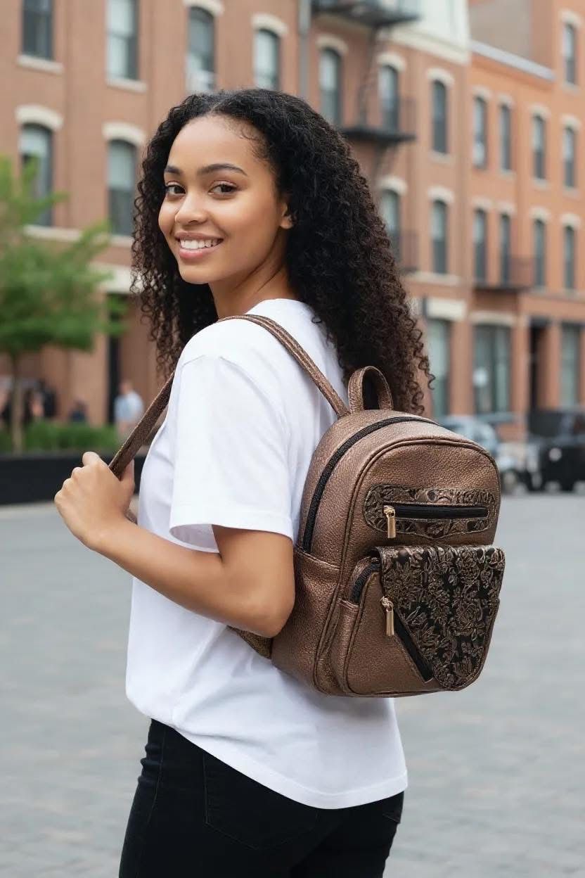 Embossed Leather Backpack