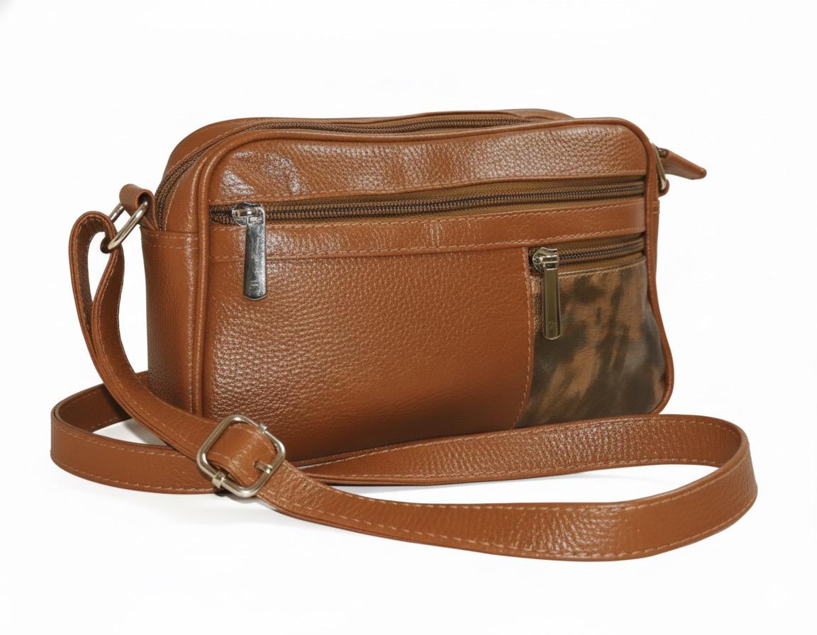 Leather Crossbody Bag With Metallic Accent