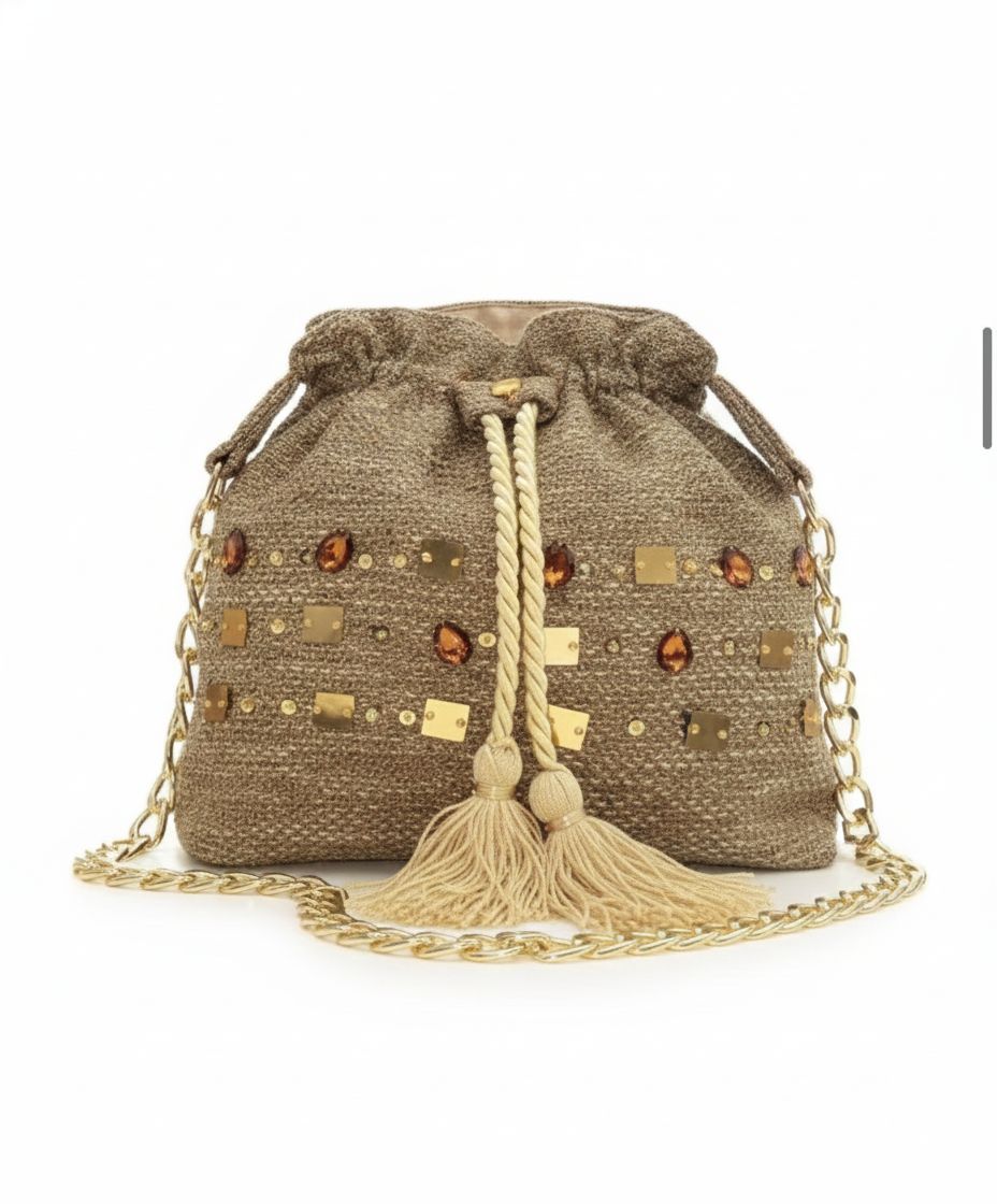 Bronze Mocha  Handmade Drawstring Bag