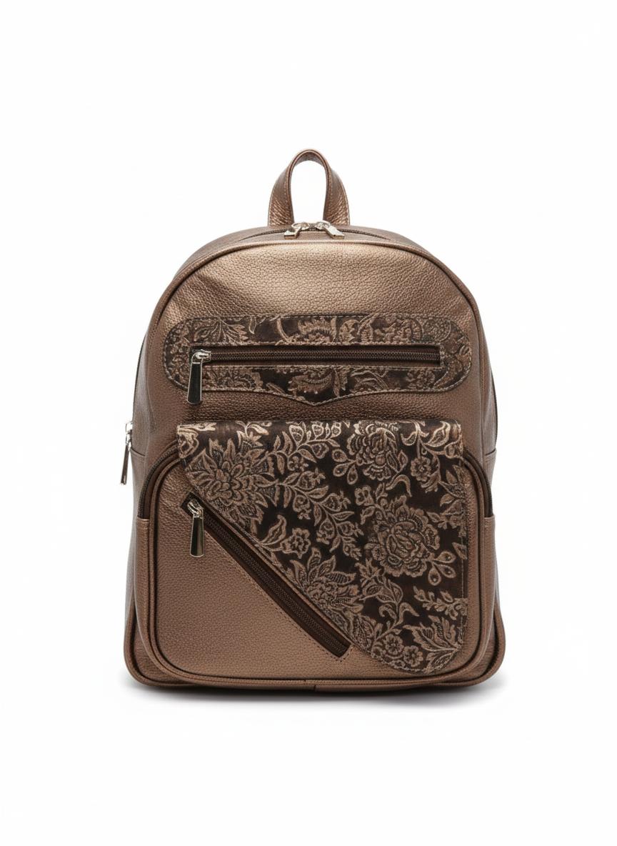 Embossed Leather Backpack