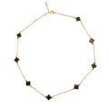 Black Onyx Clover Station Necklace