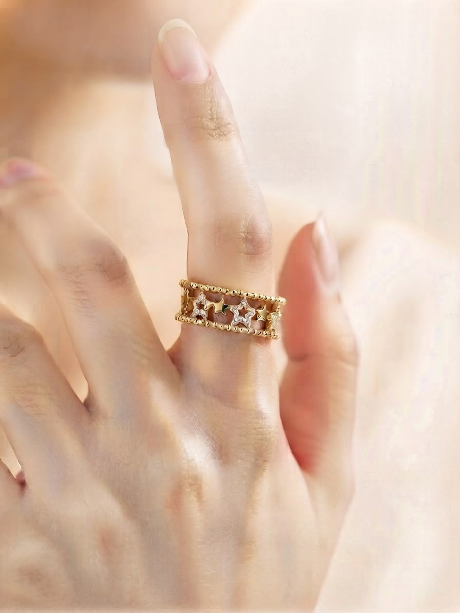 Celestial Beaded Star Ring